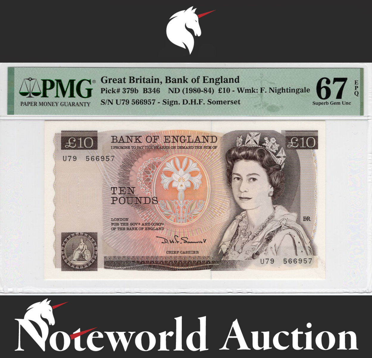 Great Britain, £10 ND (1980-84) P 379b UNC PMG 67 EPQ