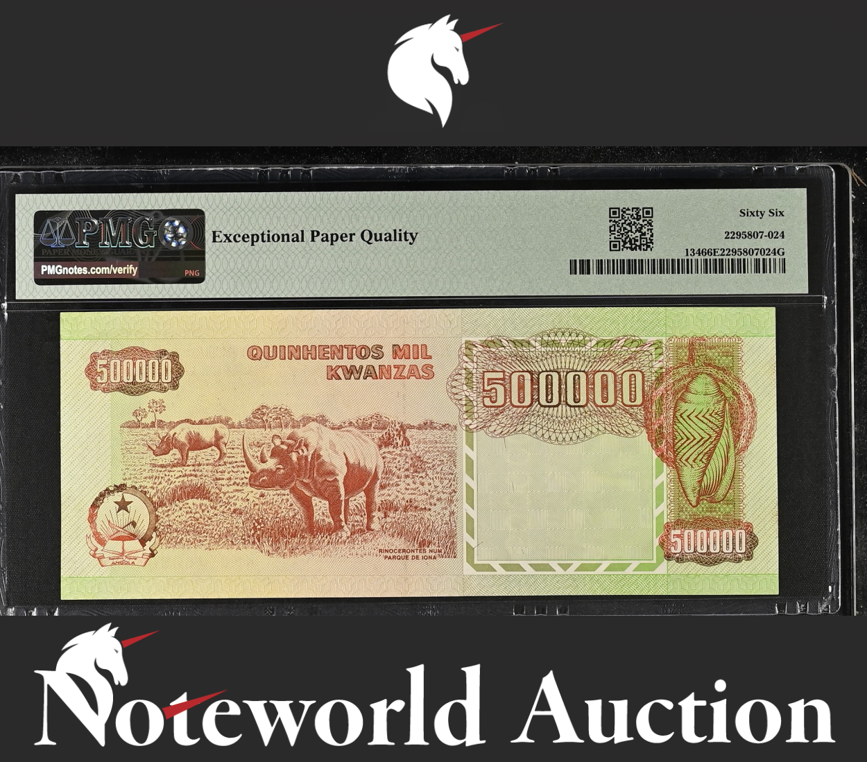 ANGOLA 500000 1991(1994) P 134 Match Last 3 Digit UNC PMG 66 EPQ 2nd TOP POP