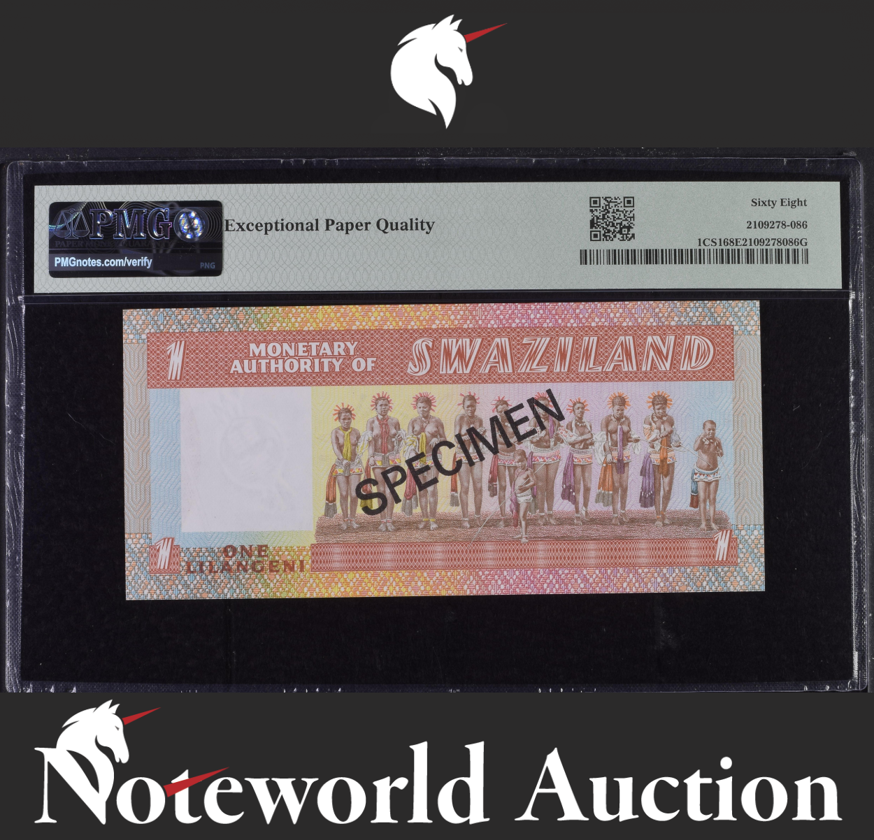 Swaziland Collector Series Specimen ND 1974 P 1CS1 UNC PMG 68 EPQ TOP POP