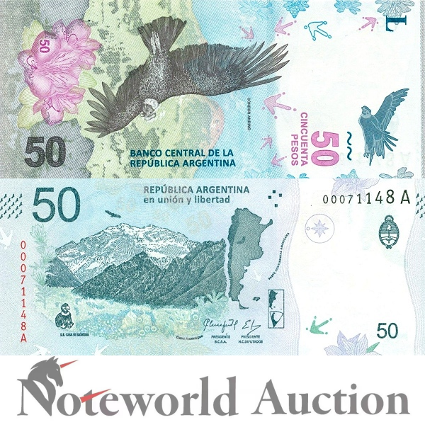 ARGENTINA 50 Pesos ND 2018 P 363 Lot 10 pcs 1/10 Bundle UNC