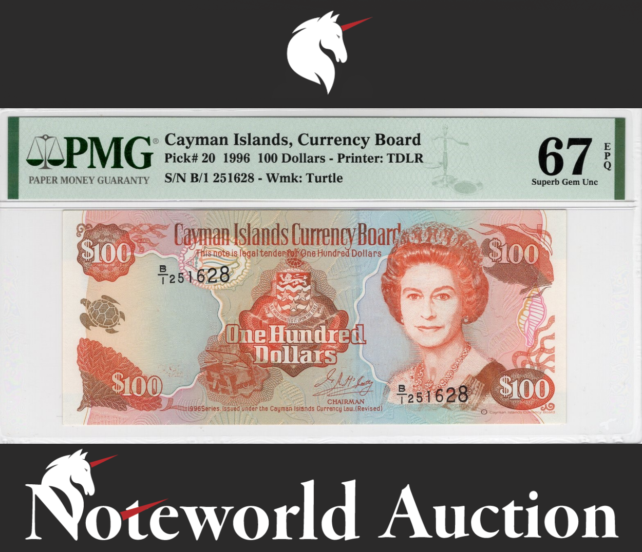 Cayman 100 Dollars 1996 P 20 UNC PMG 67 EPQ