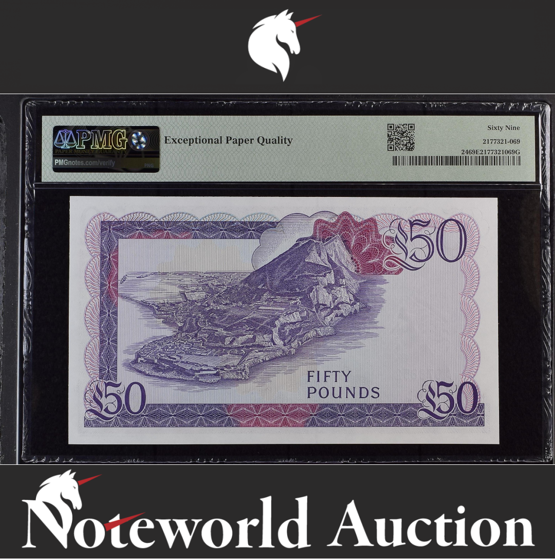 Gibraltar / British Administration, £50 1986 P 24 UNC 2nd TOP POP PMG 69 EPQ