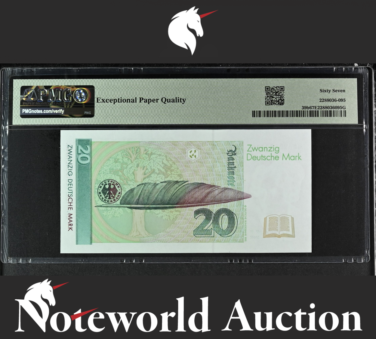 Germany Federal 20 Deutsche Mark 1993 P 39b UNC PMG 67 EPQ 2nd TOP POP