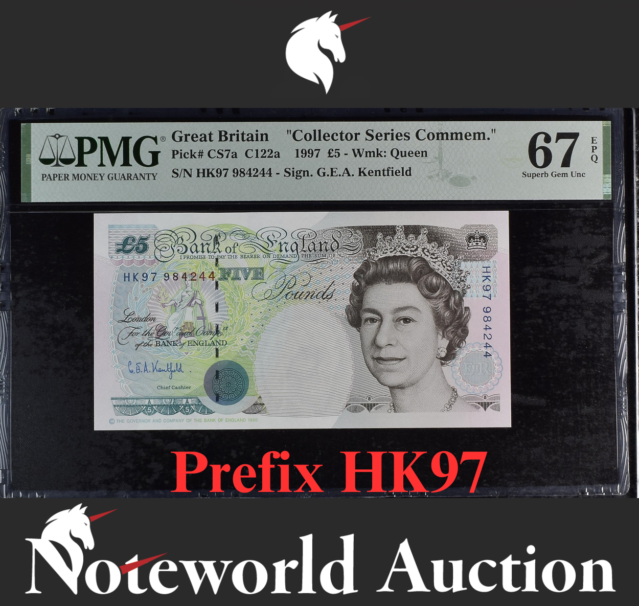 Great Britain Commemorative £5 1997 P CS7a Prefix HK97 UNC PMG 67 EPQ 2nd TOP