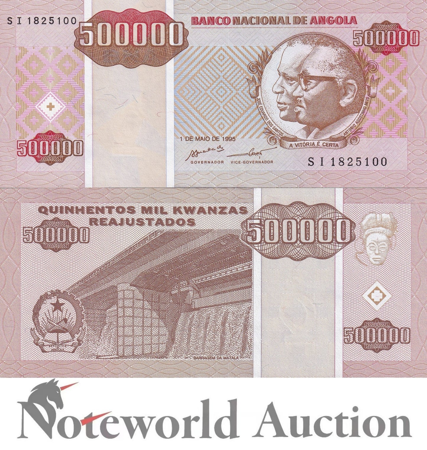 ANGOLA 500000 Kwanzas Reajustados 1995 P 140 Lot 5 pcs 1/20 Bundle UNC