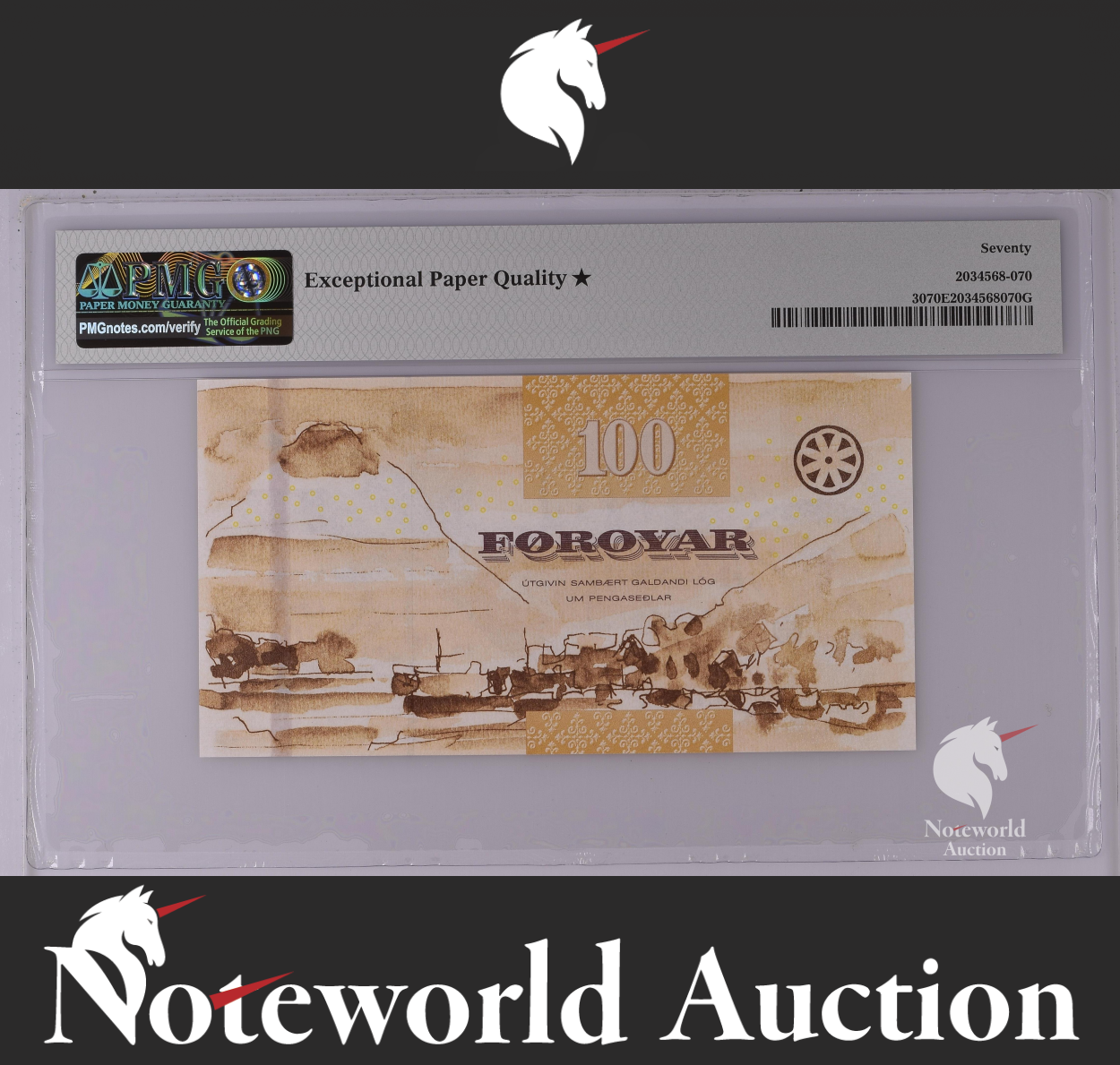 Faeroe Islands / Danish Admin 100 Kronur 2011 P 30 UNC PMG 70 EPQ STAR TOP POP