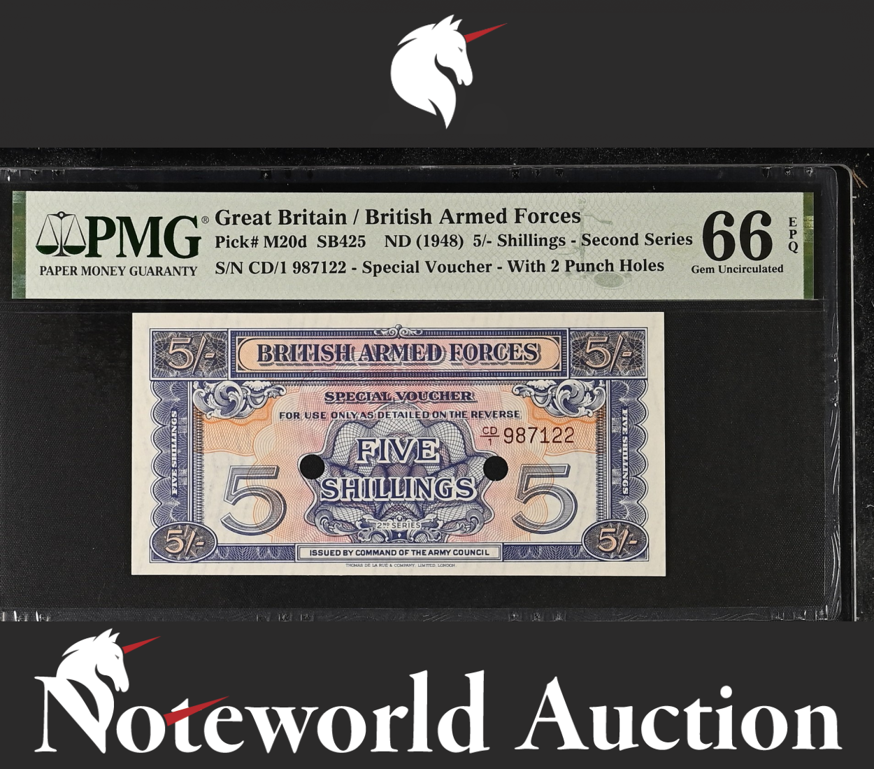 Great Britain 5/- Shilling ND (1948) P M20d UNC PMG 66 EPQ 2nd TOP POP