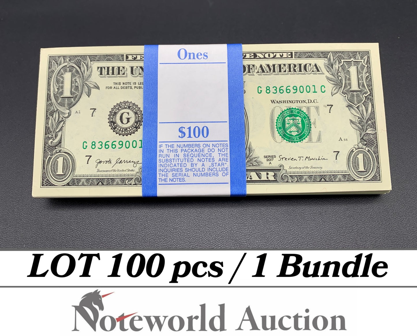 UNITED STATES USA 1 Dollar 2017A P 544 ''G'' Chicago Lot 100 pcs Bundle UNC