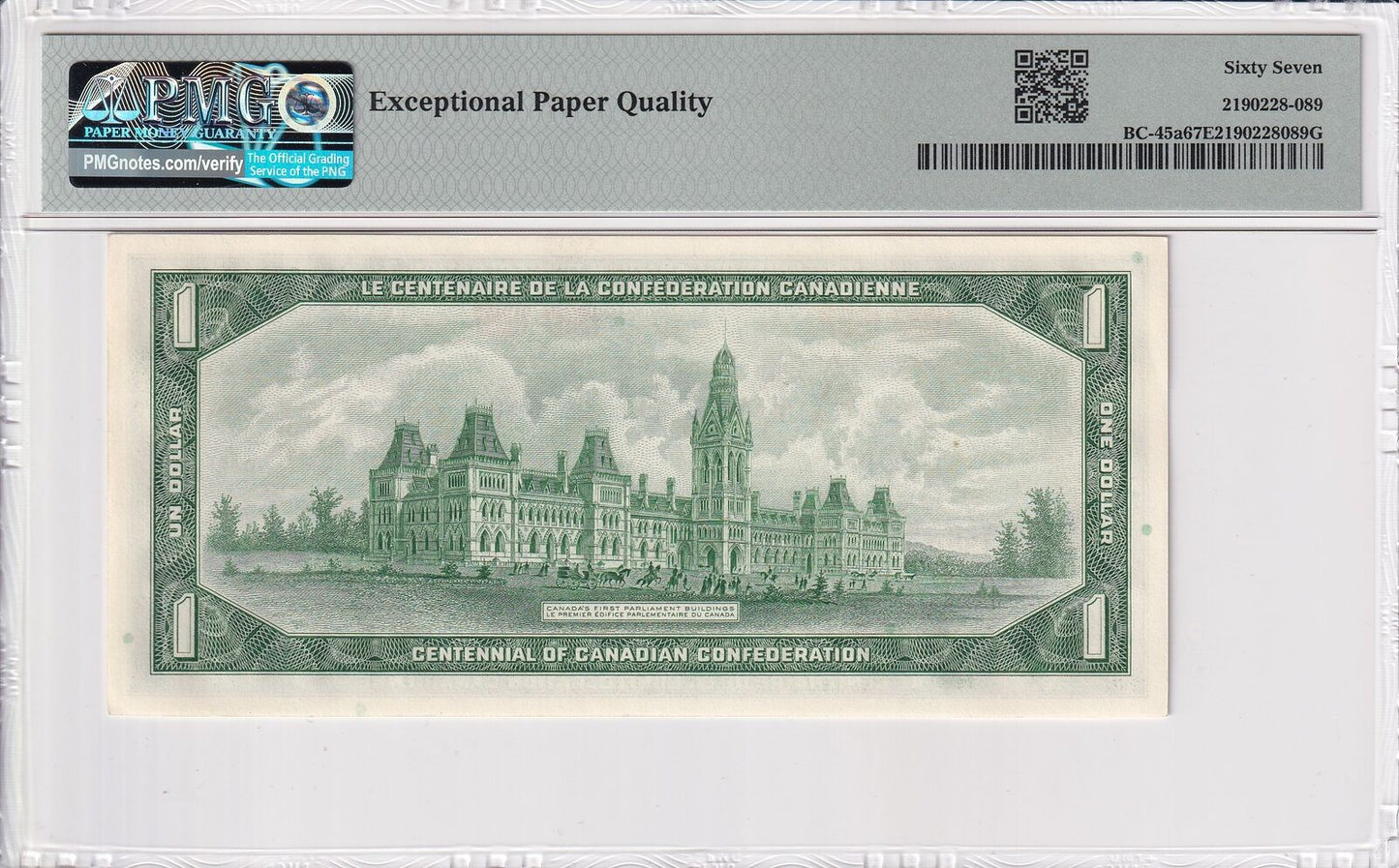 CANADA Commemorative 1 Dollars 1967 BC-45a UNC PMG 67 EPQ