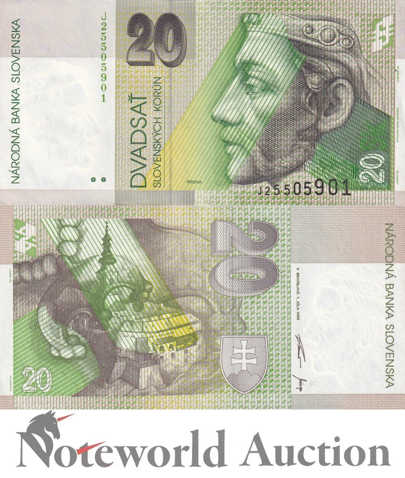 SLOVAKIA 20 Slovenskych Korun 1999 P 20d Lot 10 pcs 1/10 Bundle UNC