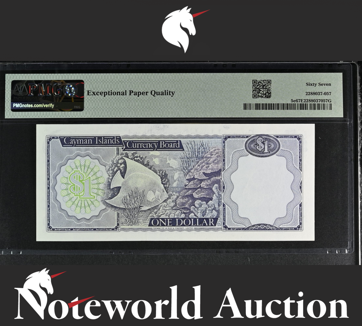 Cayman Islands 1 Dollar 1974(ND 1985) P 5e Prefix A/6 UNC PMG 67 EPQ 3rd TOP POP
