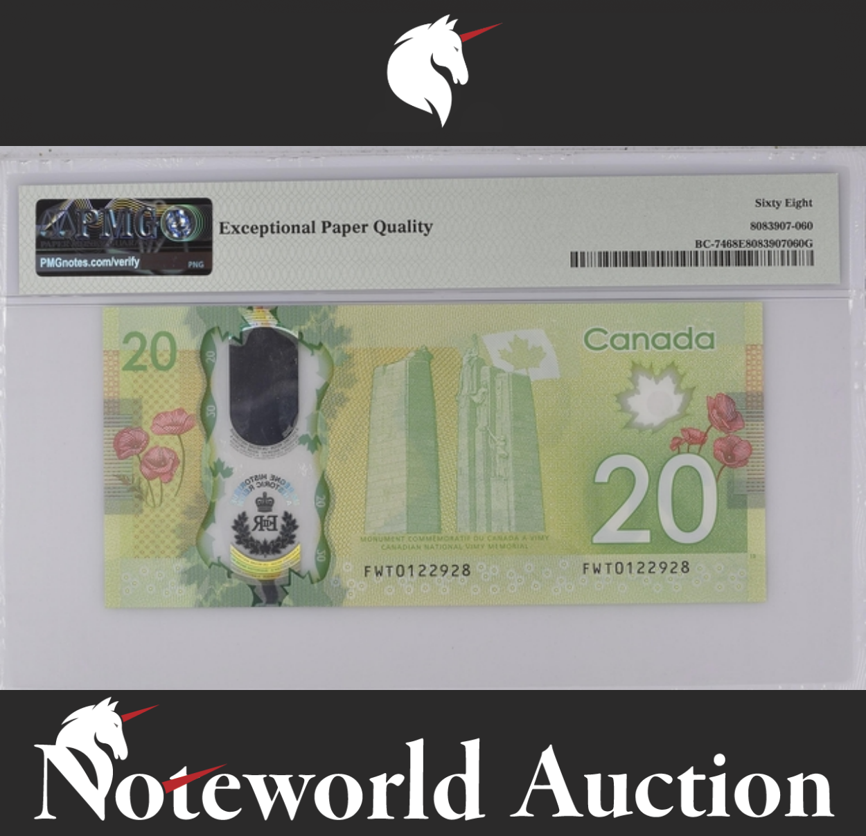 Canada ""Commemorative" $20 Printer 2015 BC-74 Polymer UNC PMG 68 EPQ
