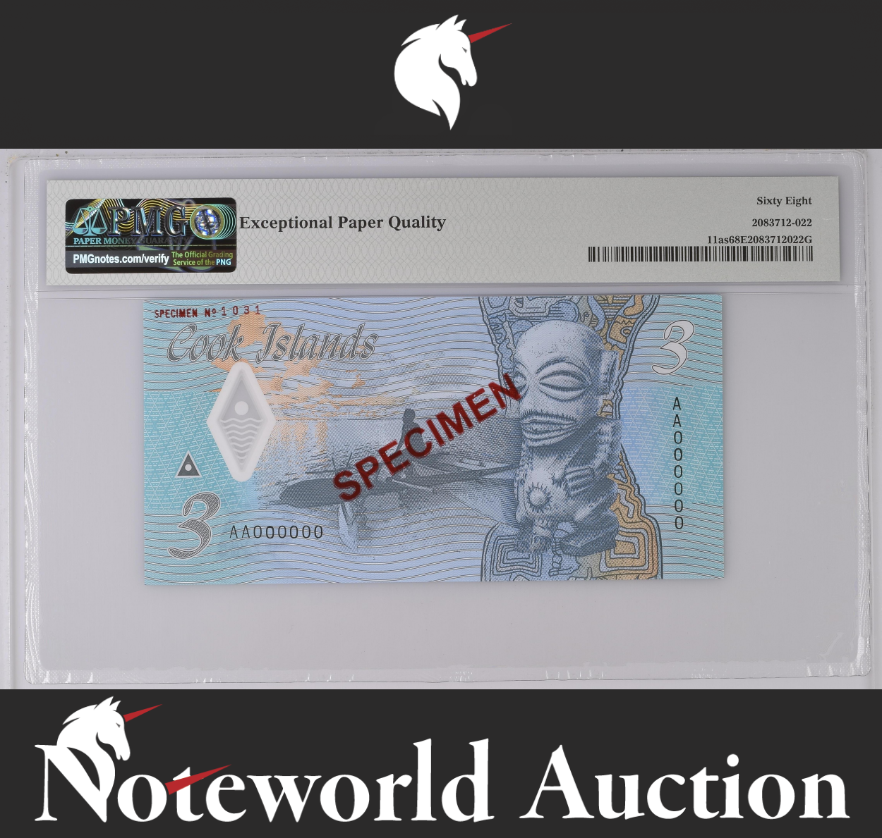 Cook Islands SPECIMEN 3 2021 P 11as Polymer Prefix AA UNC PMG 68 EPQ 3rd TOP POP