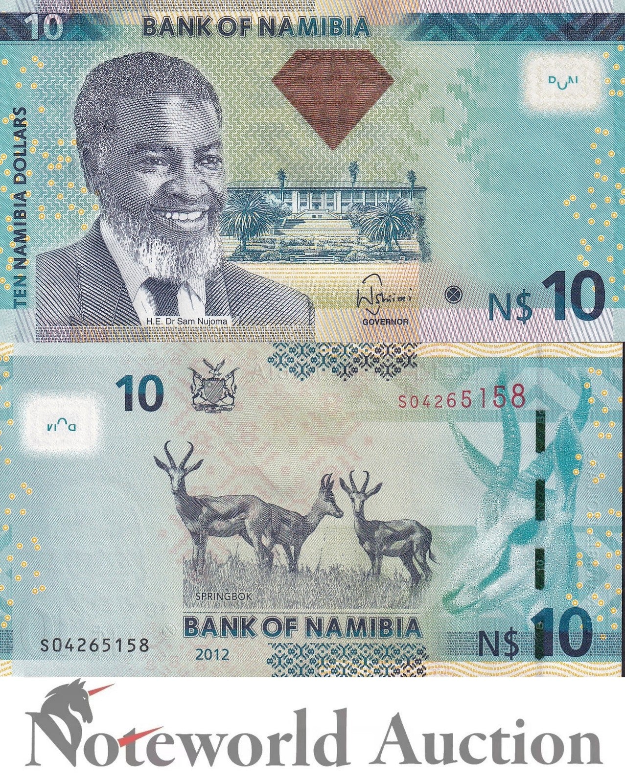 NAMIBIA 10 Namibia Dollars 2012 P 11a Lot 5 pcs 1/20 Bundle UNC