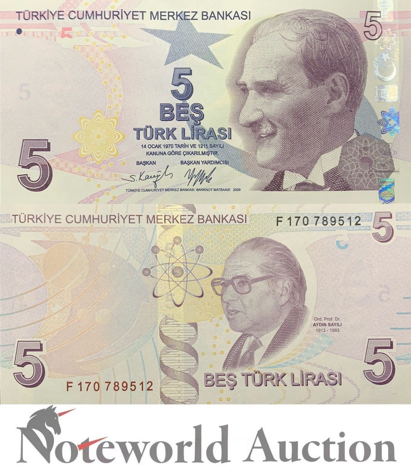 TURKEY 5 Turk Lirasi 2009/2022 P 222 Lot 10 pcs 1/10 Bundle UNC