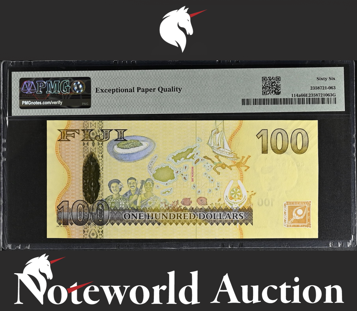 Fiji Reserve Bank 100 Dollars ND (2007) P 114a UNC PMG 66 EPQ 3rd TOP POP