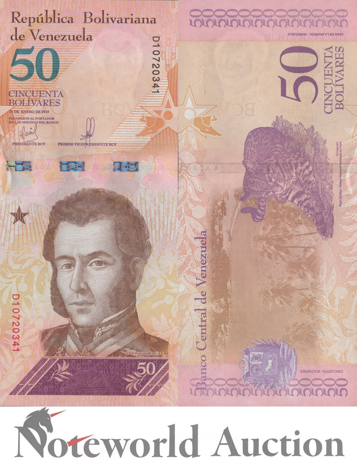 VENEZUELA 50 Bolivares 2018 P 105 Lot 10 pcs 1/10 Bundle UNC