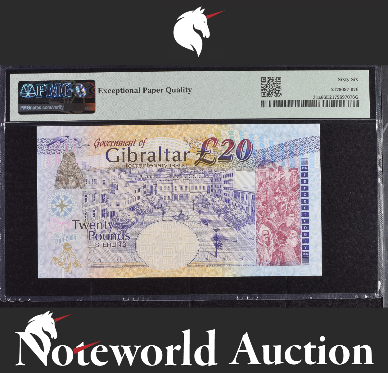 Gibraltar Commemorative 20 Pounds 2004 P 31a UNC PMG 66 EPQ