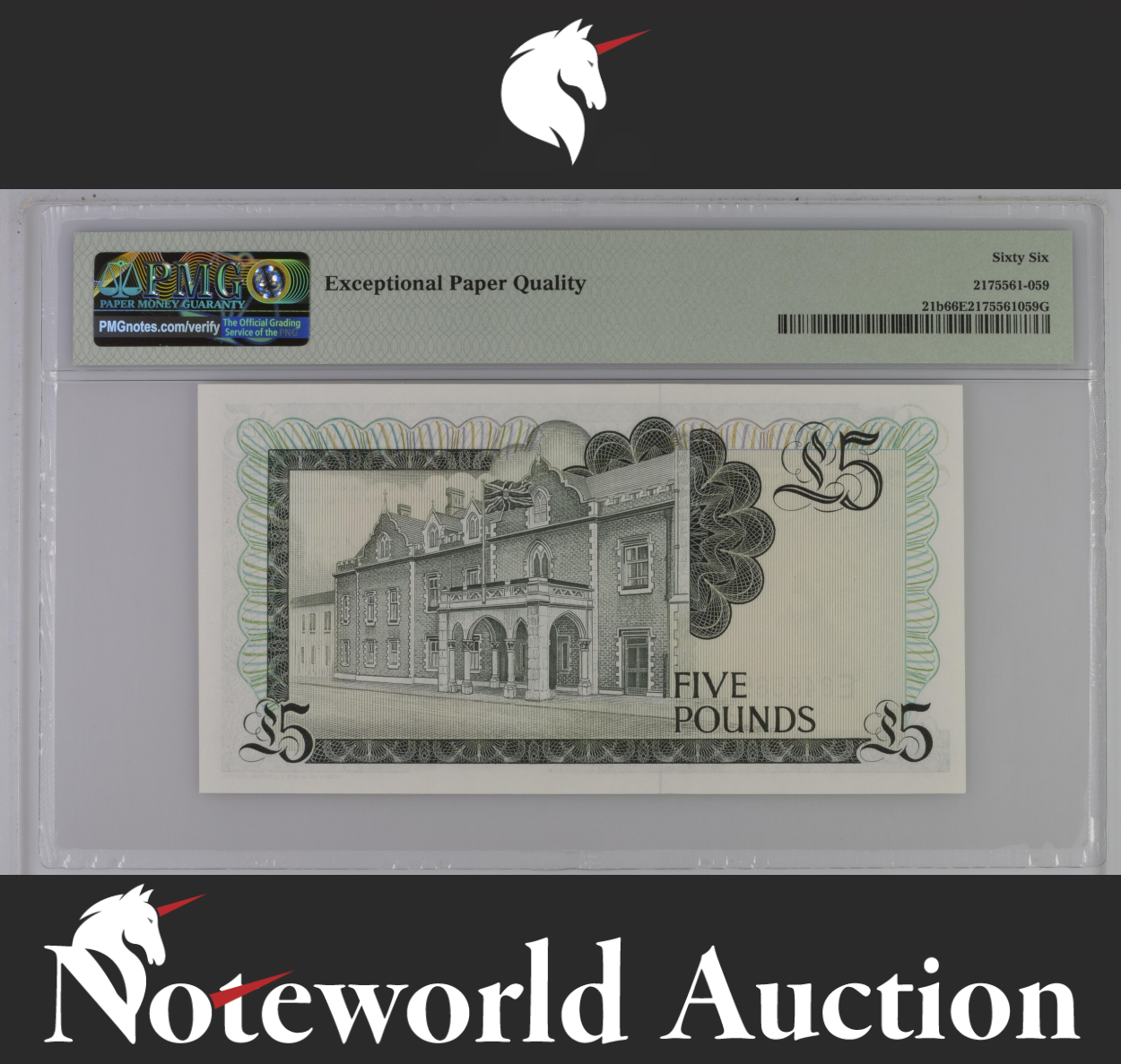 Gibraltar British Administration £5 1988 P 21b UNC PMG 66 EPQ