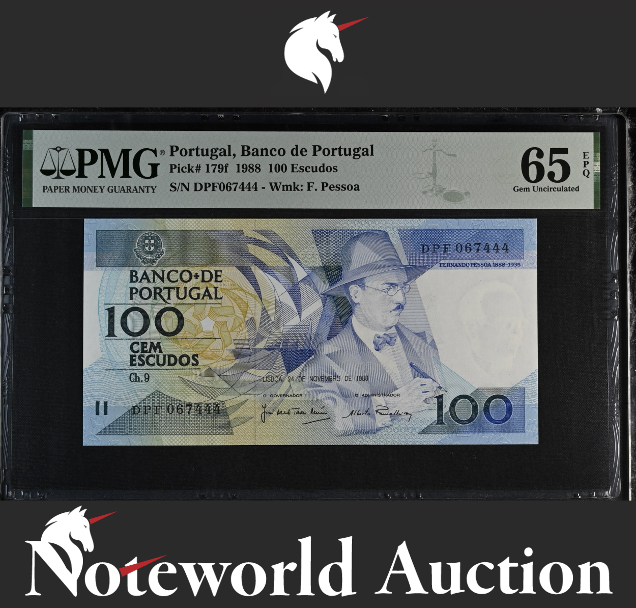 Portugal 100 Escudos 1988 P 179f Same Last 3 Digit UNC PMG 65 EPQ
