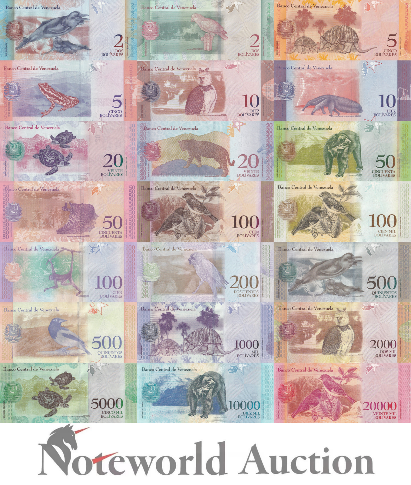 VENEZUELA 2-100000 Bolivares 2013-2018 P 88 89 90 91 92 93-108 Set 21 pcs UNC
