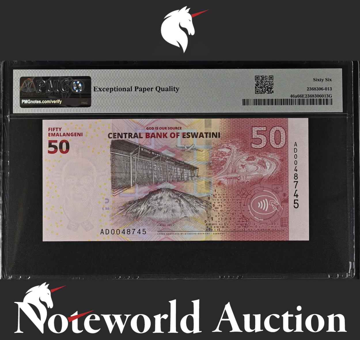 Eswatini Commemorative 50 Emalangeni 2024 P 46a UNC PMG 66 EPQ 3rd TOP POP