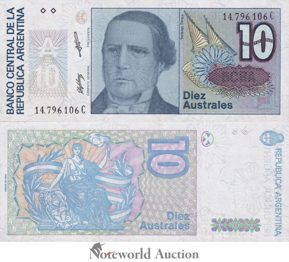 ARGENTINA 10 Australes ND 1985-1989 P 325b UNC