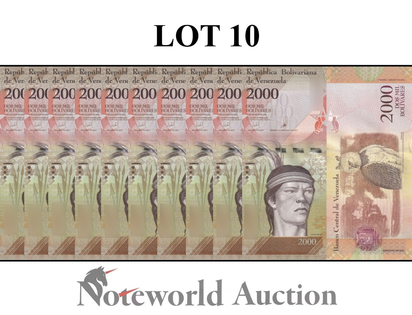 VENEZUELA 2000 Bolivares 2016 P 96b Lot 10 pcs 1/10 Bundle UNC