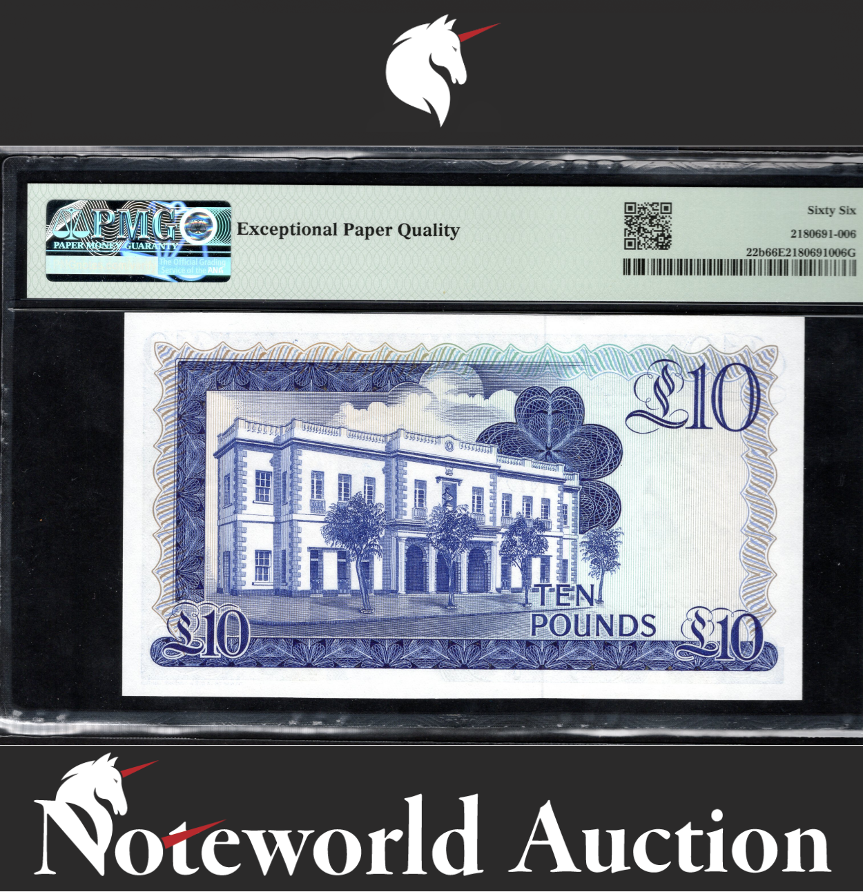 Gibraltar / British Administration £10 1986 P 22b UNC PMG 66 EPQ