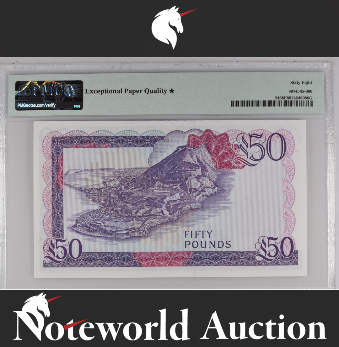 Gibraltar / British Administration £50 1986 P 24 UNC 3rd TOP POP PMG 68 EPQ STAR
