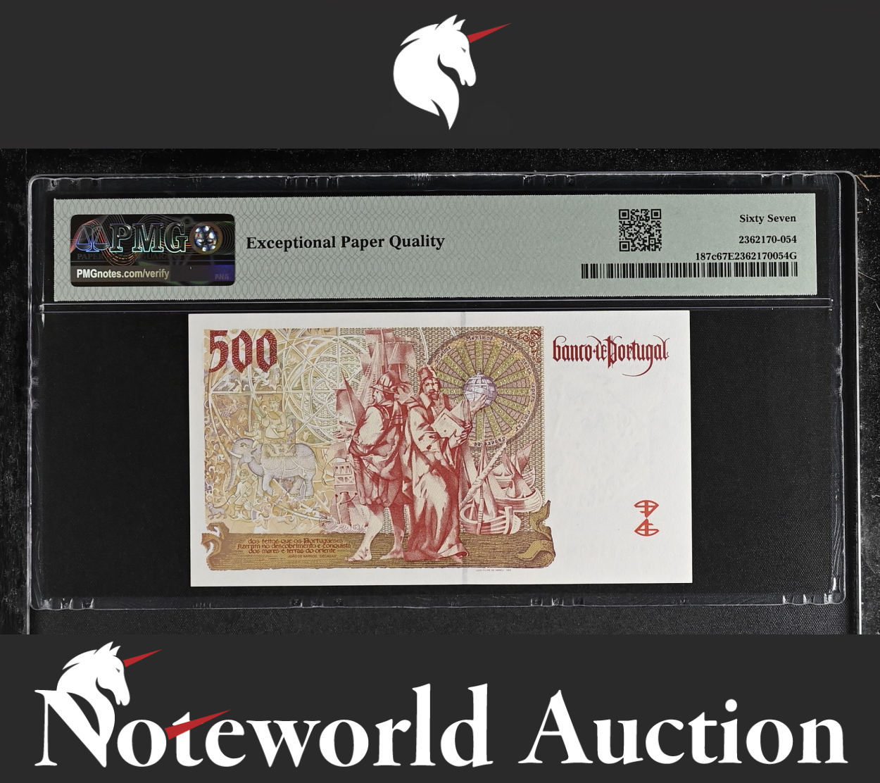 Portugal Banco de Portugal 500 Escudos 2000 P 187c UNC PMG 67 EPQ NR 3rd TOP POP