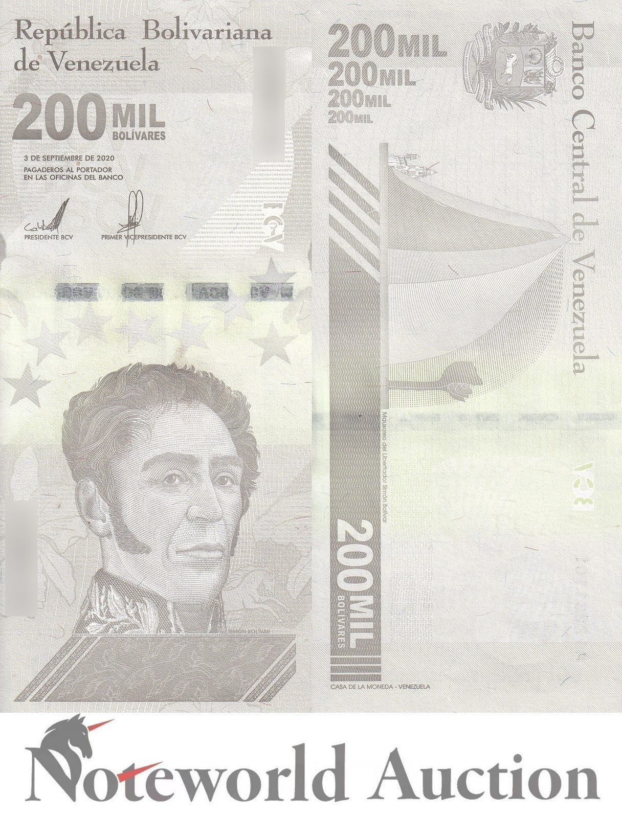 VENEZUELA 200000 Bolivares 2020/2021 P 112 UNC