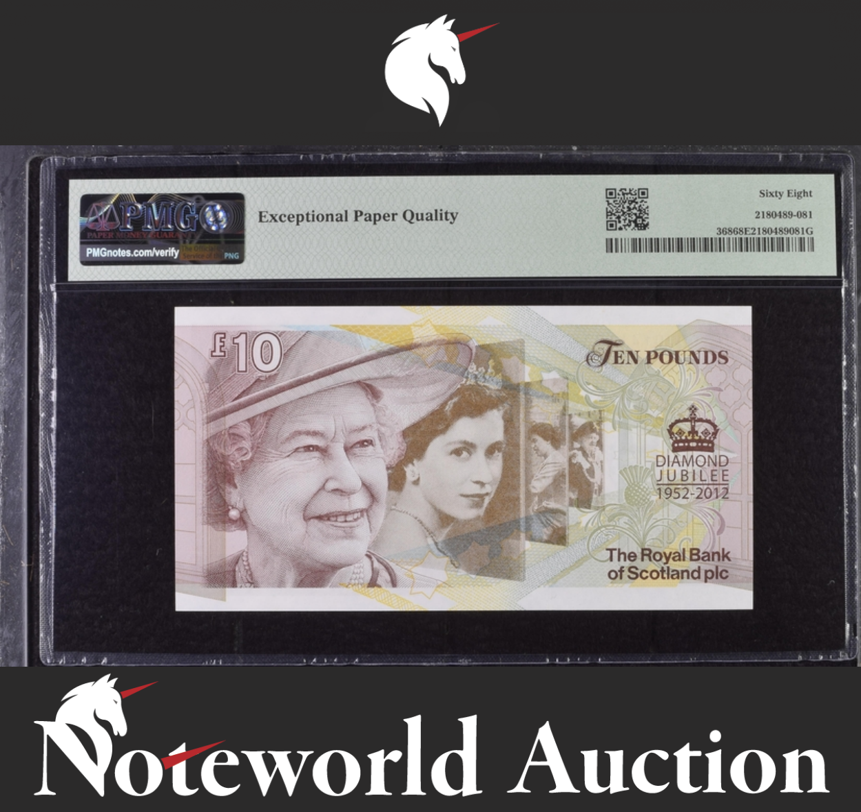 Scotland Royal Bank plc Commemorative £10 2012 P 368 UNC PMG 68 EPQ 2nd TOP POP