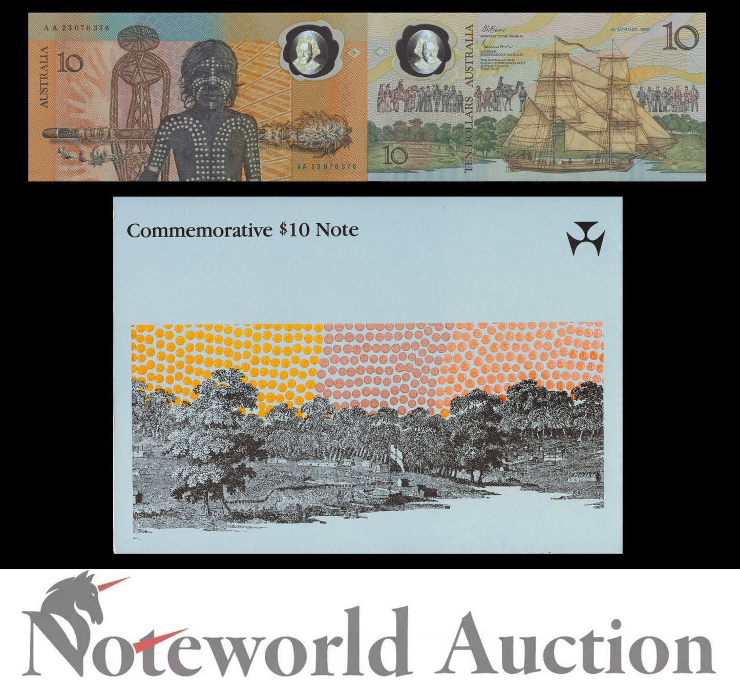 AUSTRALIA 10 Dollars 1988 P 49a Commemorative Polymer Prefix AA With Folder UNC