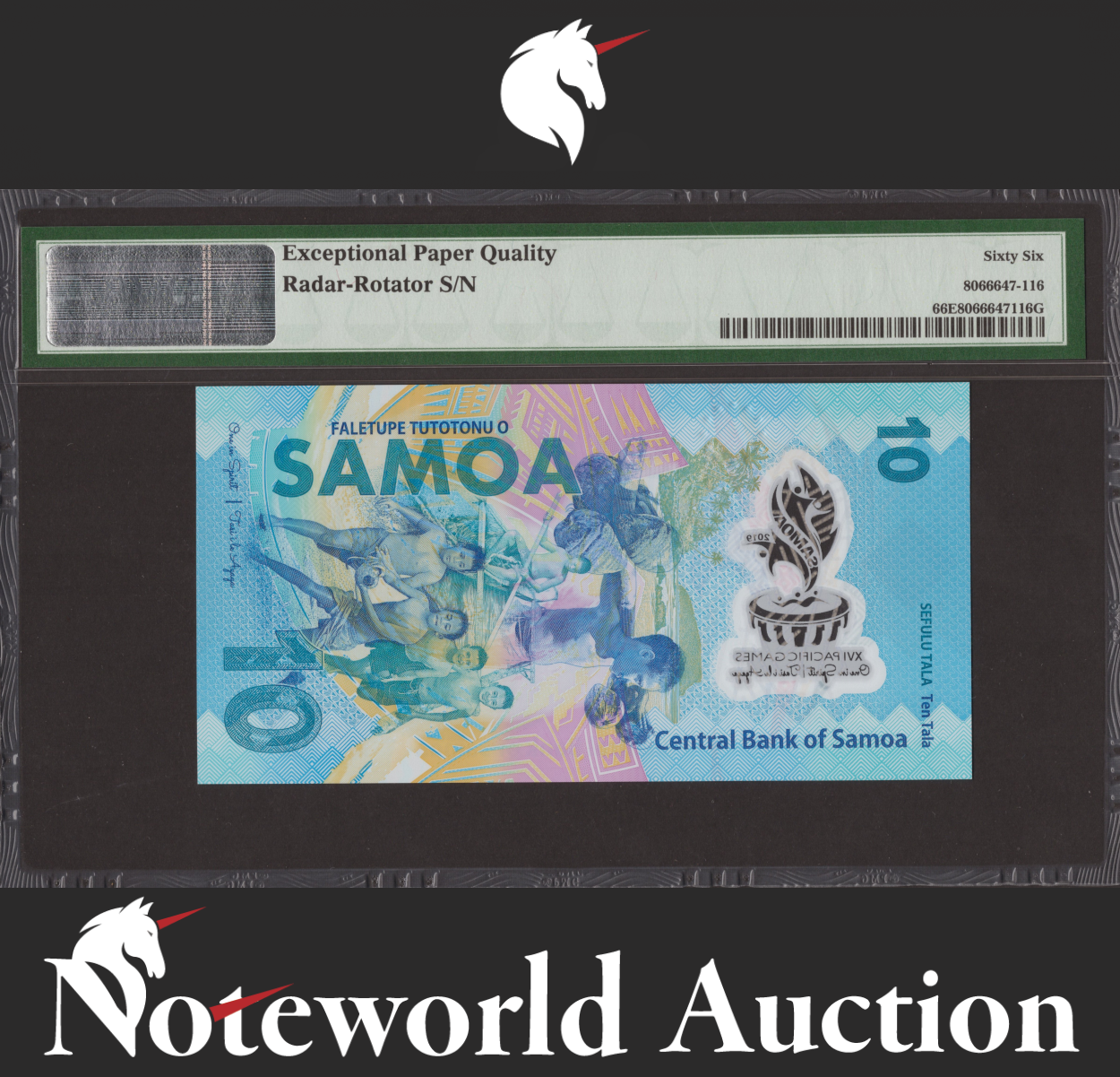 Samoa COMM. 10 Tala 2019 P 45 Polymer Radar-Rotator No. 0888880 UNC PMG 66 EPQ