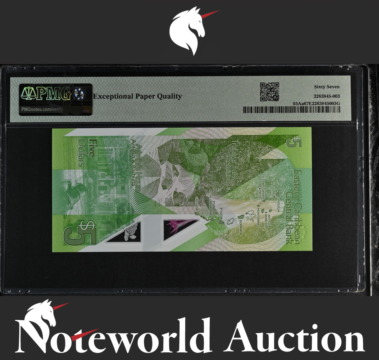 East Caribbean States 2021 P 55Aa Polymer Rotator S/N 988886 UNC PMG 67 EPQ