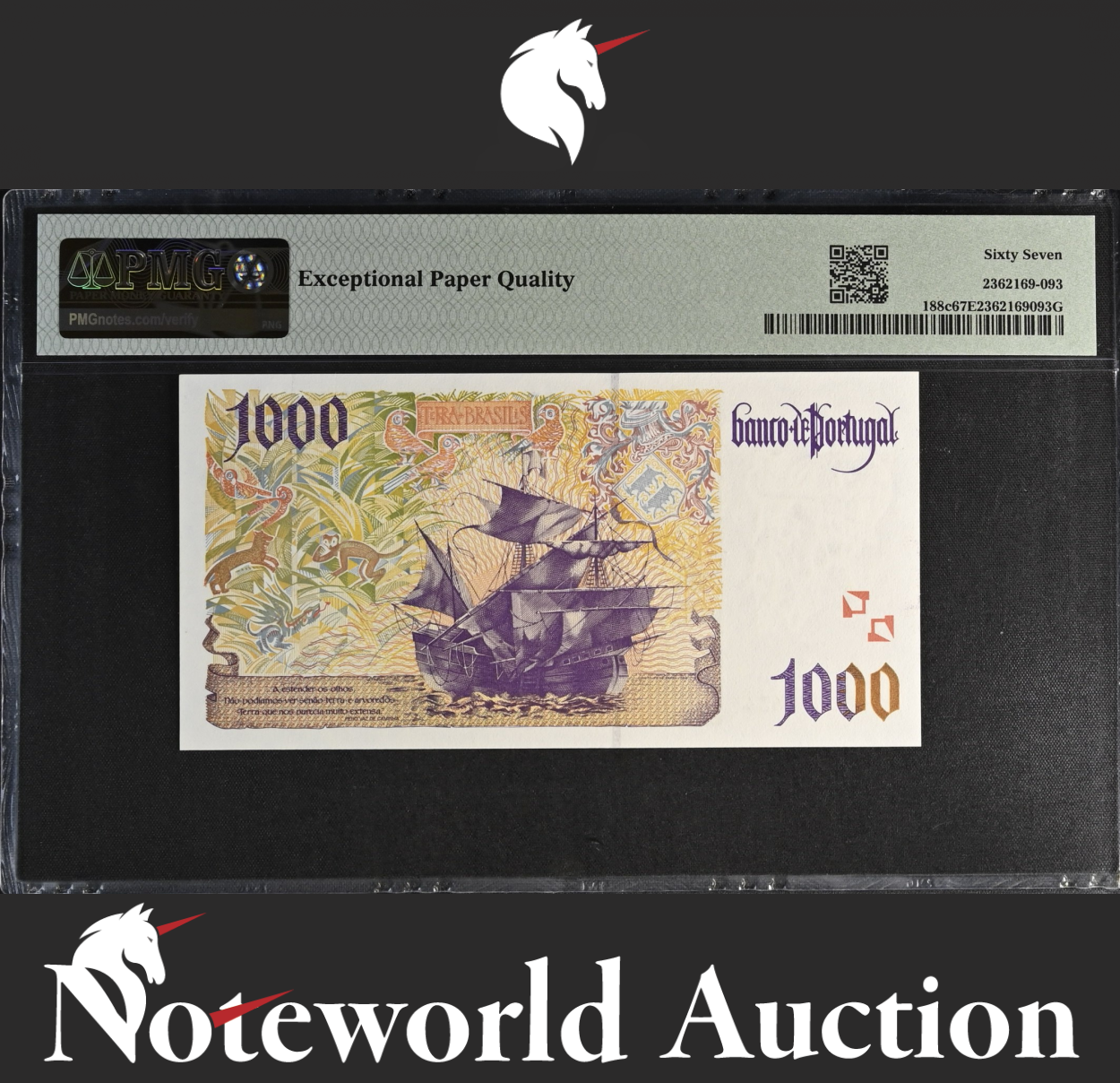 Portugal Banco de Portugal 1000 Escudos 1998 P 188c UNC PMG 67 EPQ