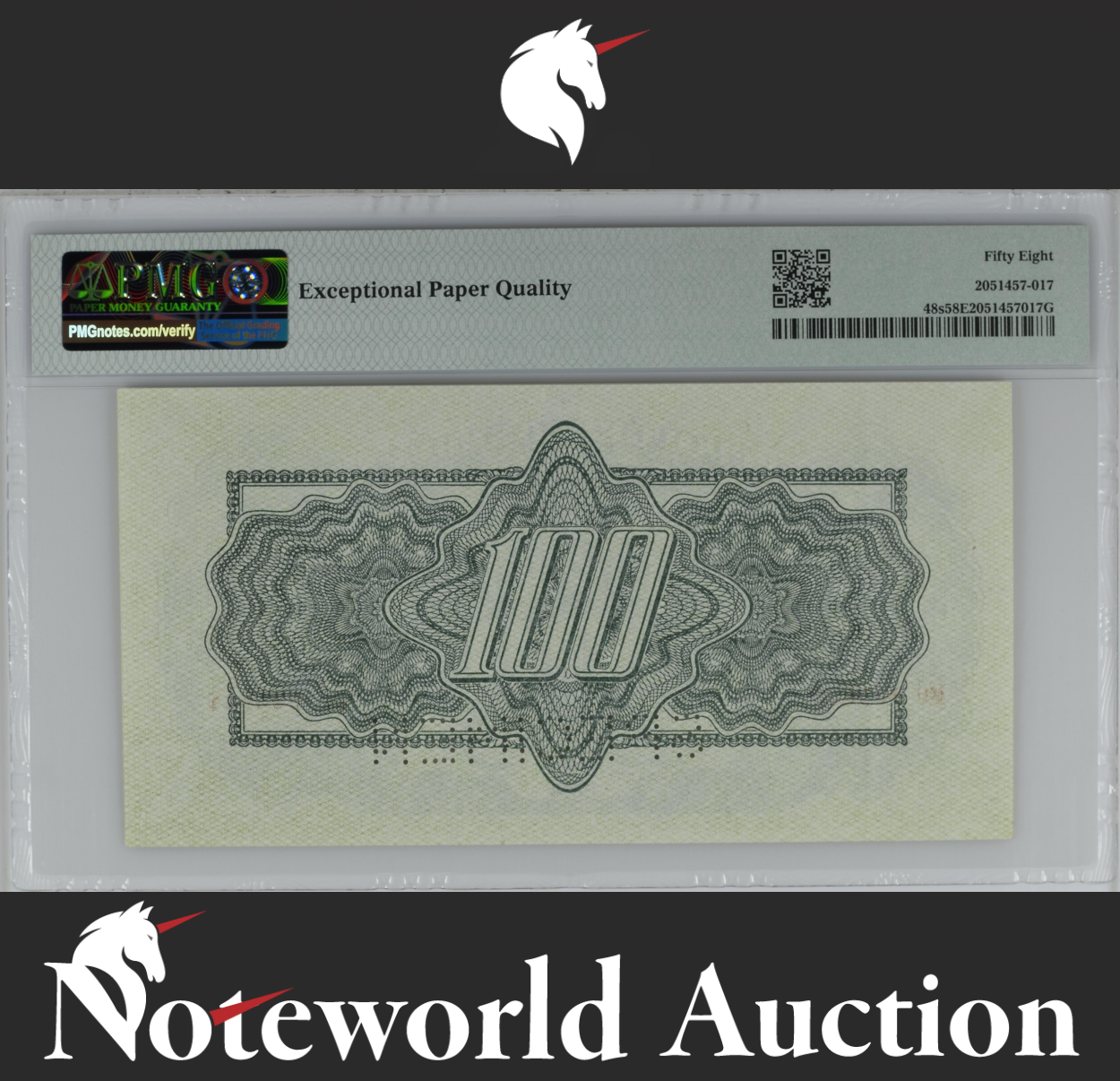 Czechoslovakia Republic SPECIMEN 100 Korun 1944 P 48s AU PMG 58 EPQ