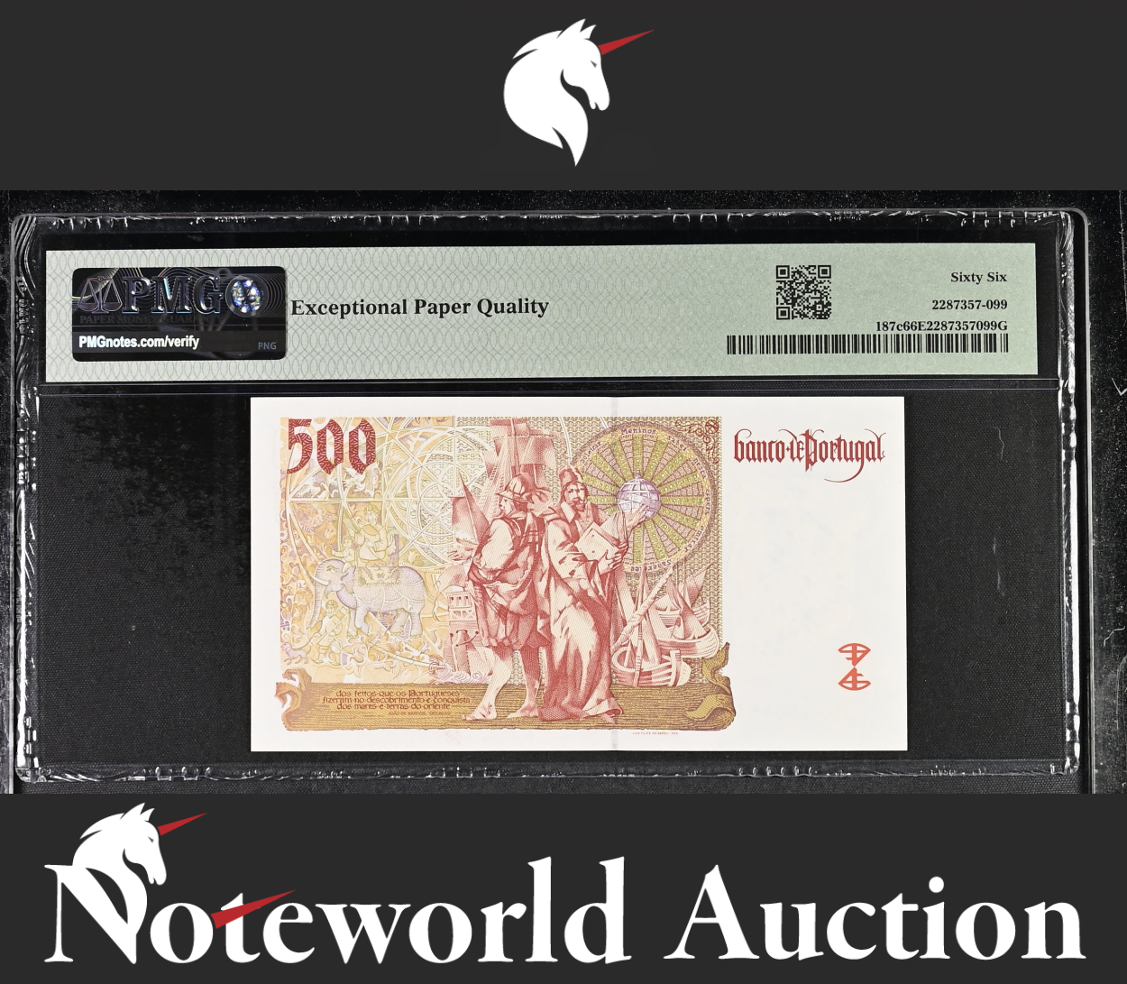 Portugal Banco de Portugal 500 Escudos 2000 P 187c UNC PMG 66 EPQ