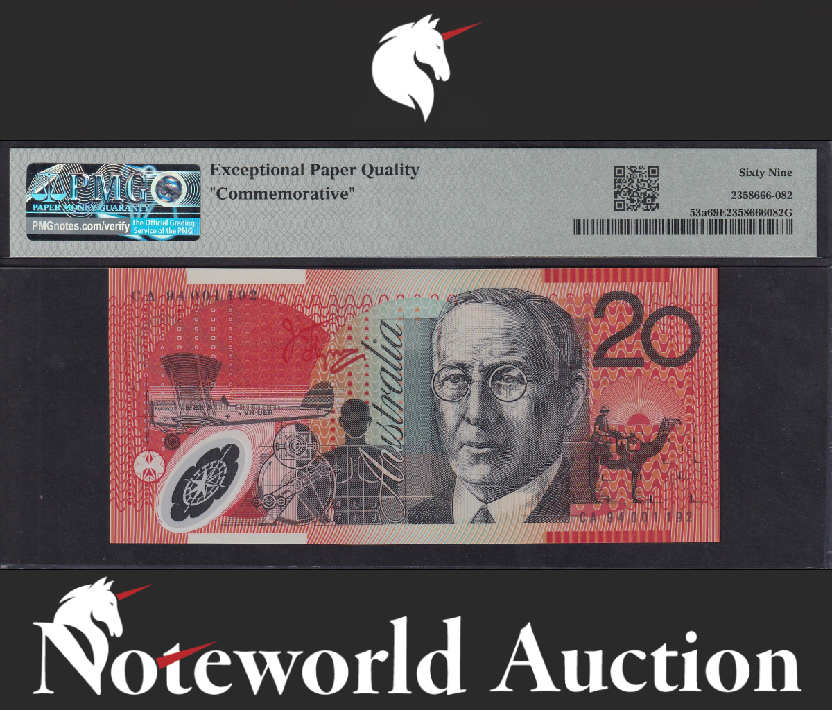 Australia COMM. 1994-96 Polymer Prefix CA94 UNC PMG 69 EPQ W/Folder TOP POP