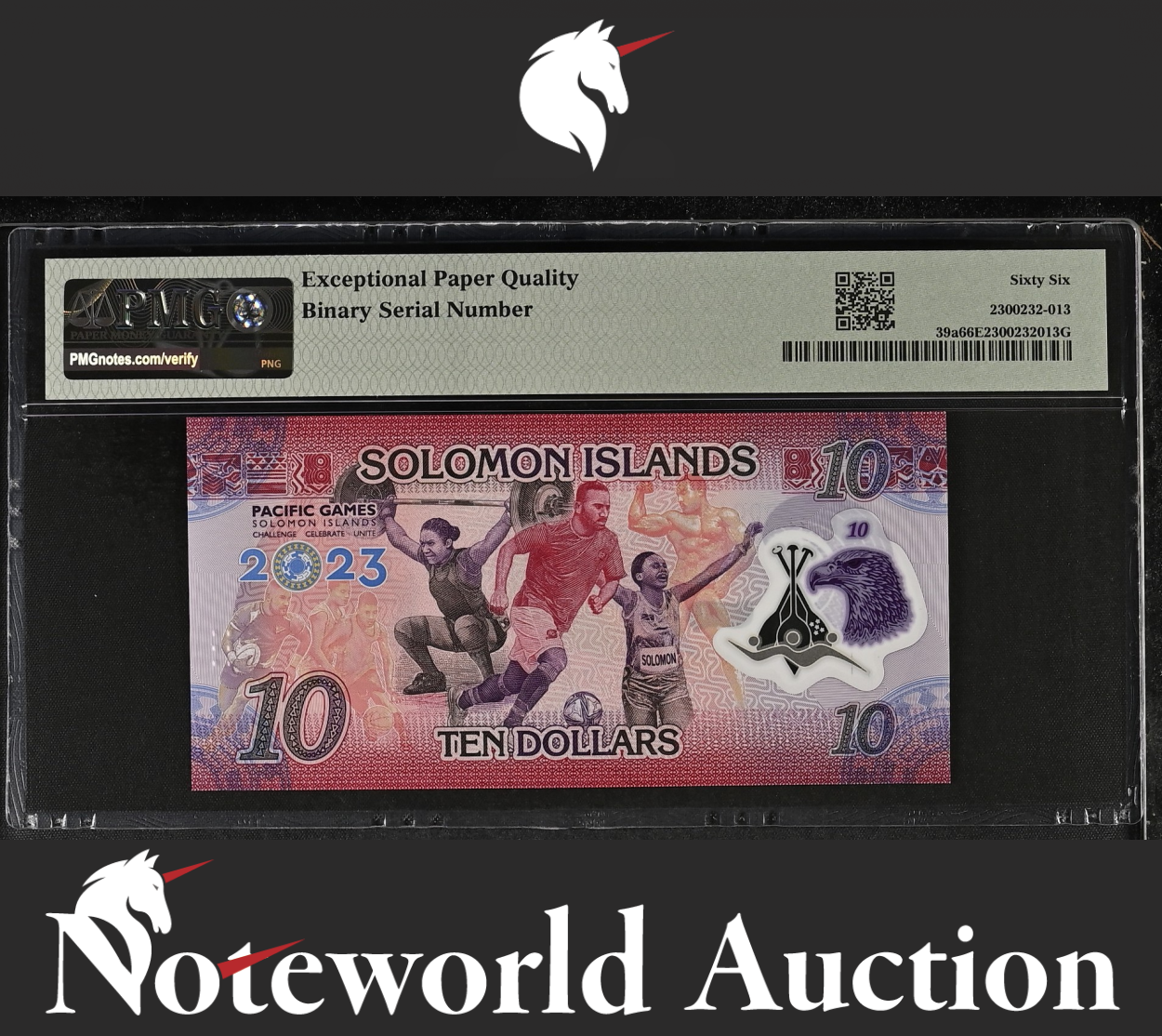 Solomon Islands COMM. 10 2023 P 39a Polymer Binary No.000110 UNC PMG 66 EPQ