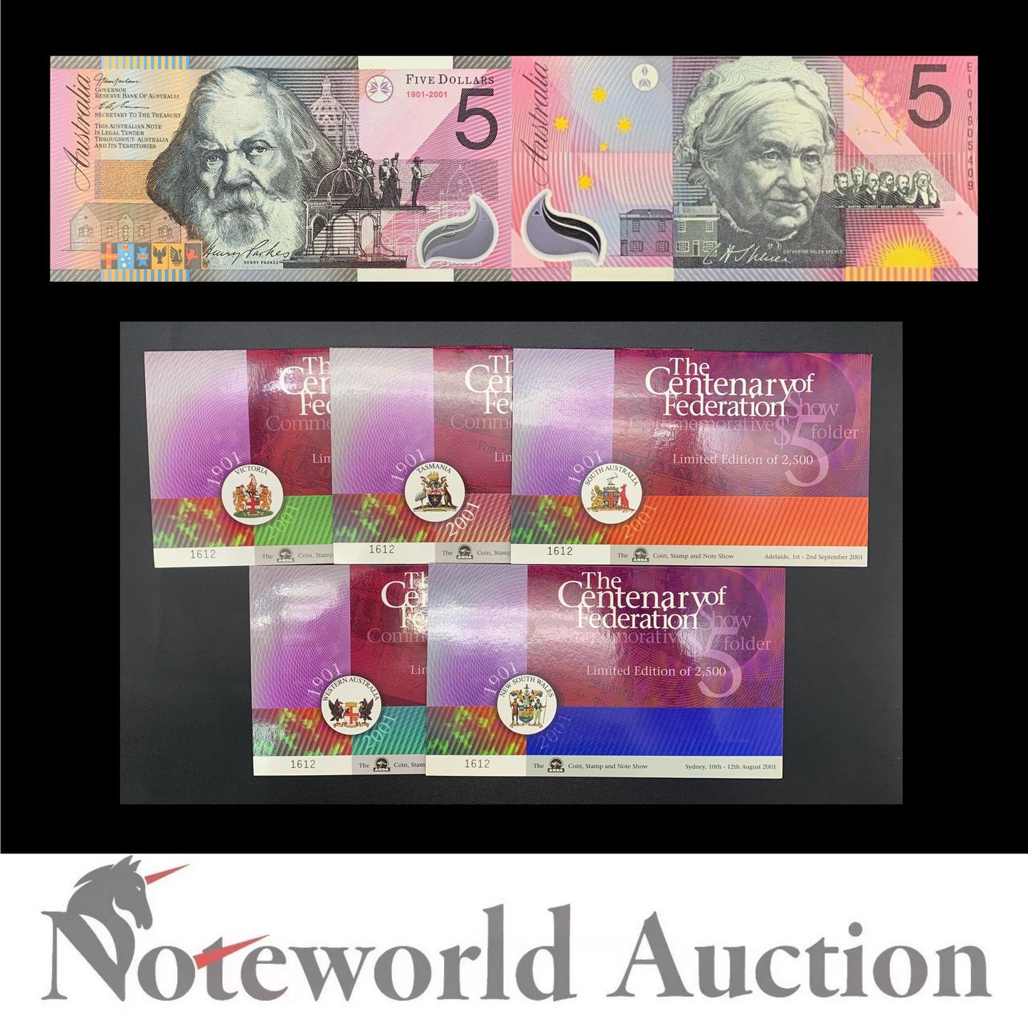 AUSTRALIA 1901-2001 P 56b COMM. Polymer Match S/N 01905409 W/Folder Set 5 UNC