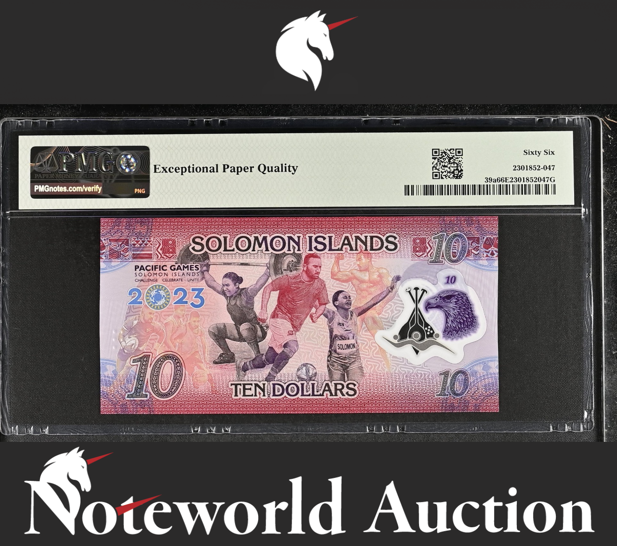 Solomon Islands COMM. 10 Dollars 2023 P 39a Polymer LOW No. 50 UNC PMG 66 EPQ