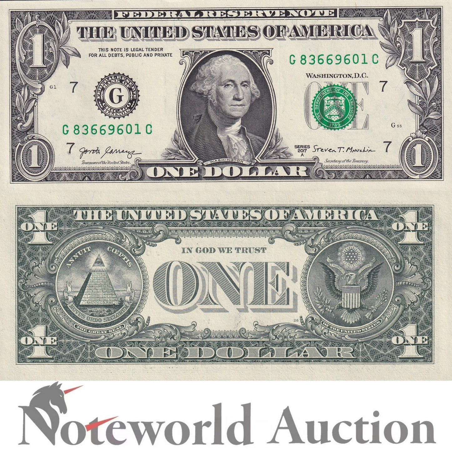 UNITED STATES USA 1 Dollar 2017A P 544 ''G'' Chicago Lot 100 pcs Bundle UNC