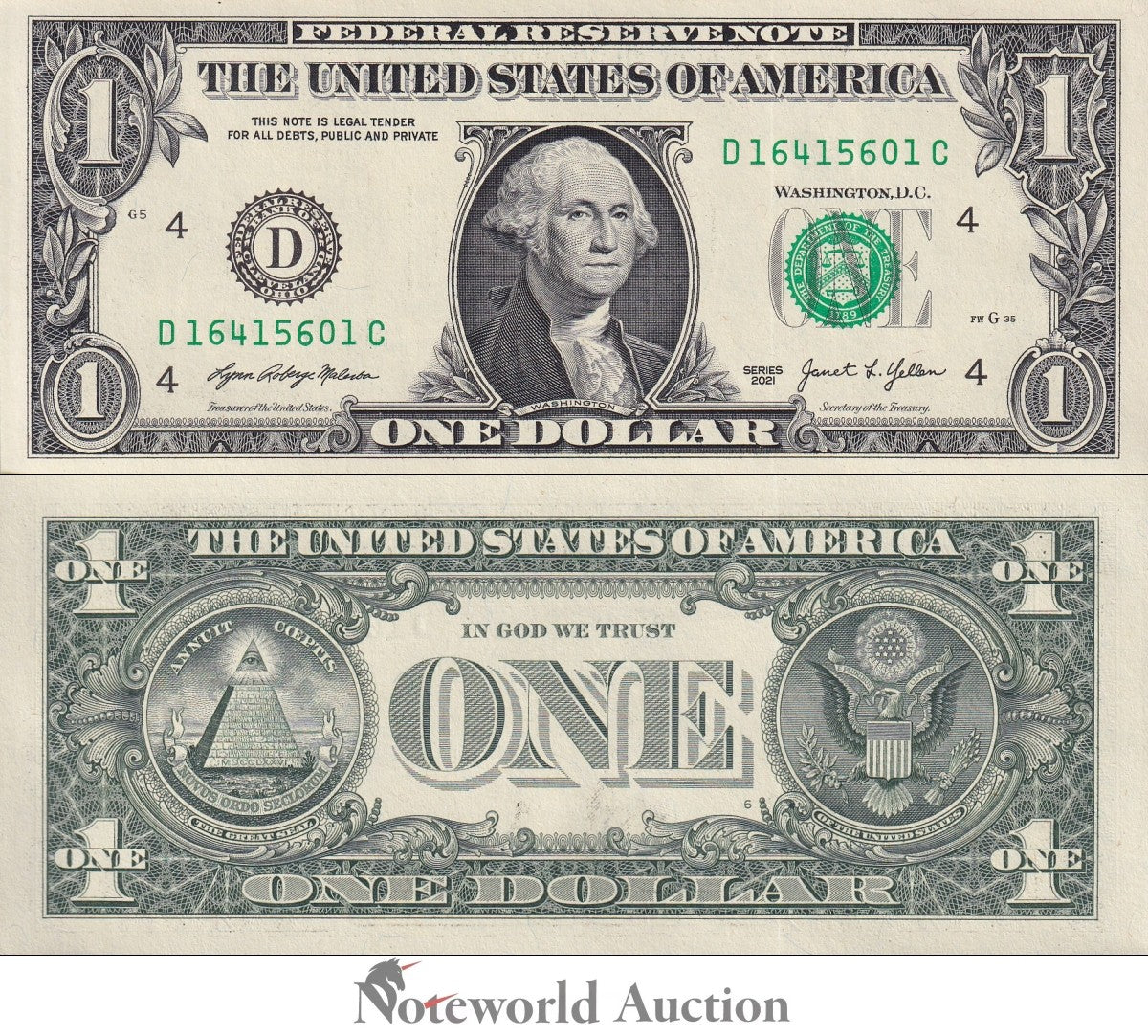 UNITED STATES USA 1 Dollar 2021 P 549 "D" Cleveland OH Lot 100 pcs Bundle UNC