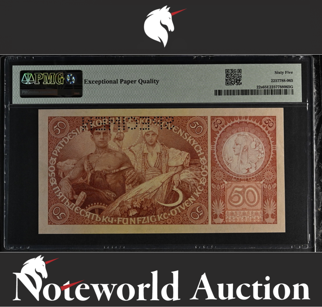 Czechoslovakia SPECIMEN 50 Korun 1929 P 22s UNC PMG 65 EPQ 3rd TOP POP