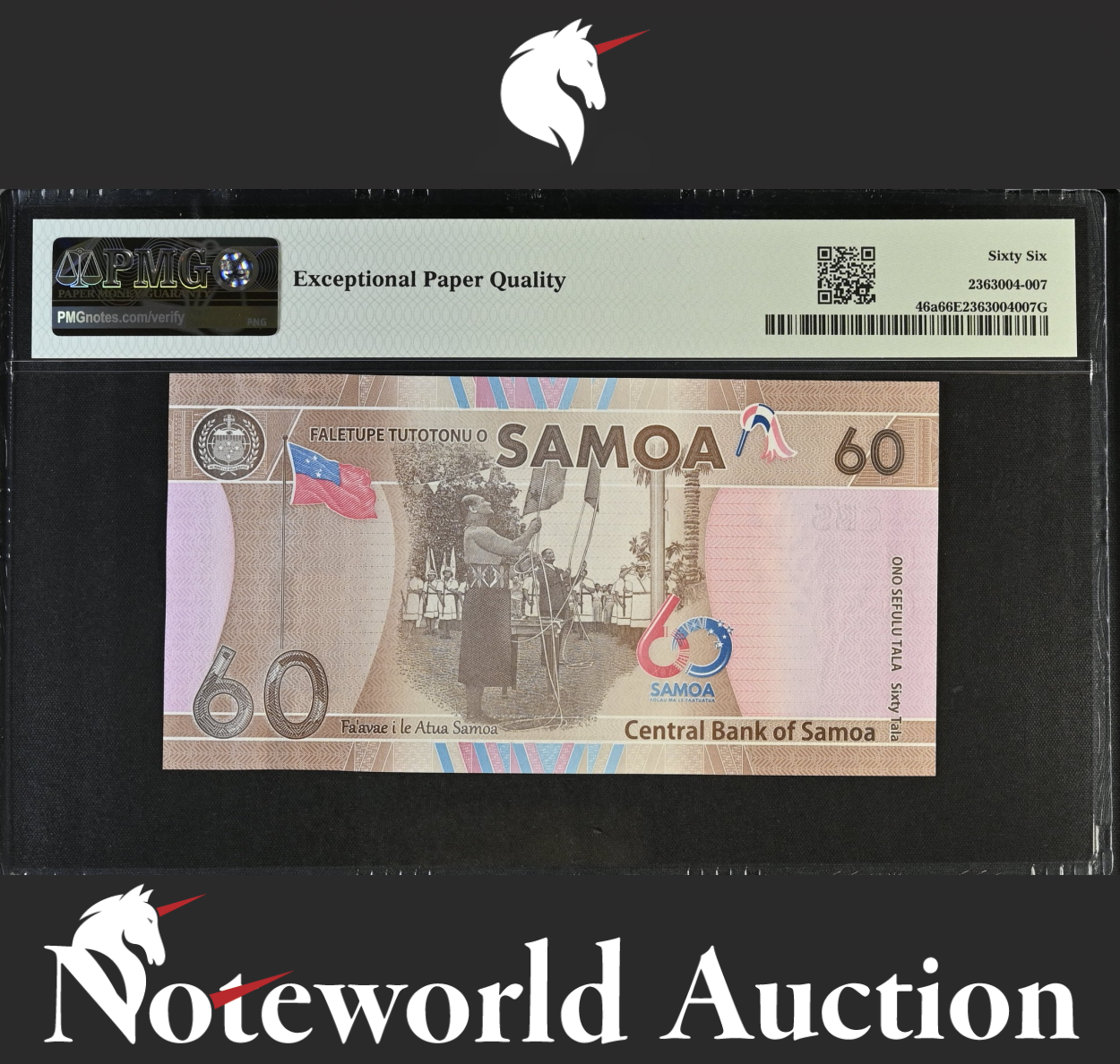 Samoa Commemorative 60 Tala ND (2023) P 46a LOW SERIAL NO. 59 UNC PMG 66 EPQ