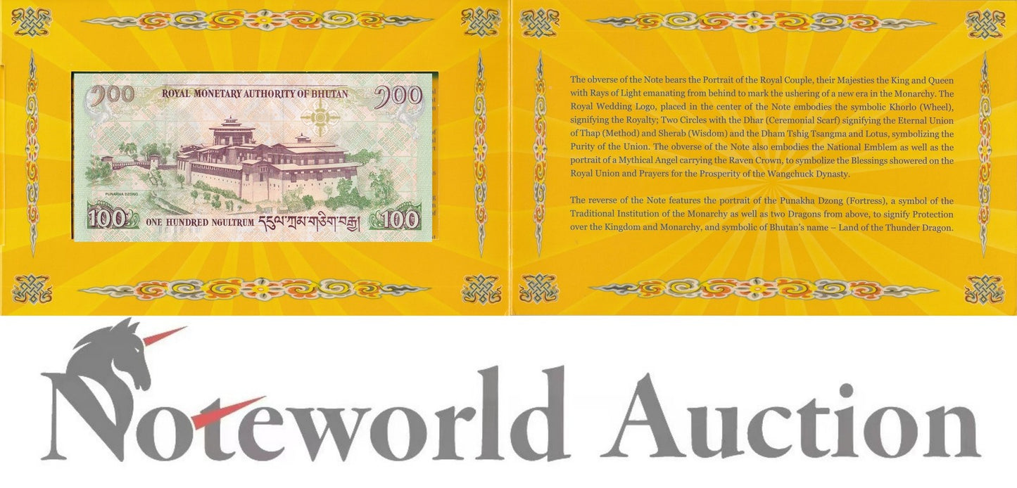 BHUTAN Commemorative 100 Ngultrum 2011 P 35 With Folder UNC