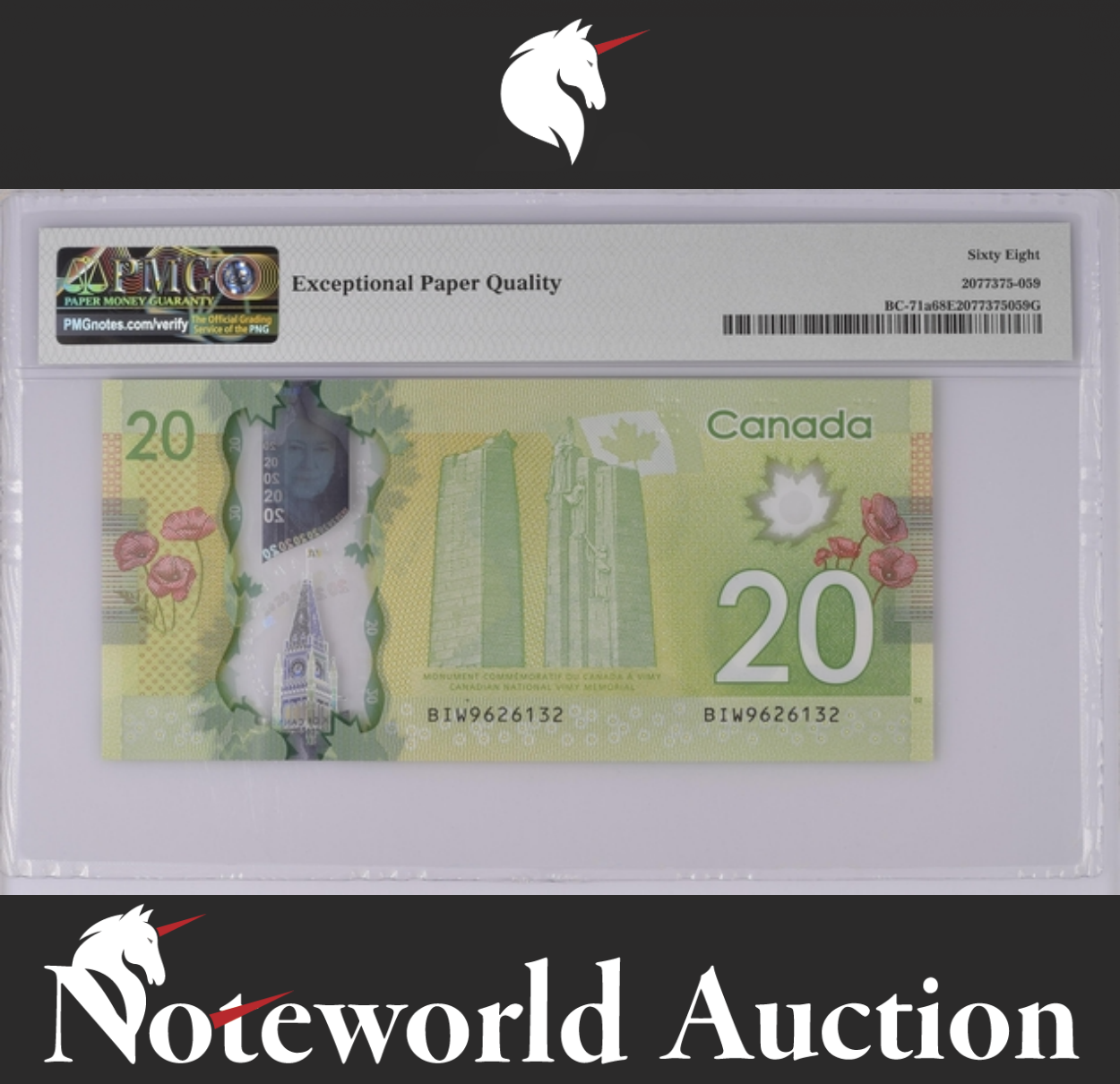 Canada Bank of Canada $20 2012 BC-71 Polymer UNC PMG 68 EPQ