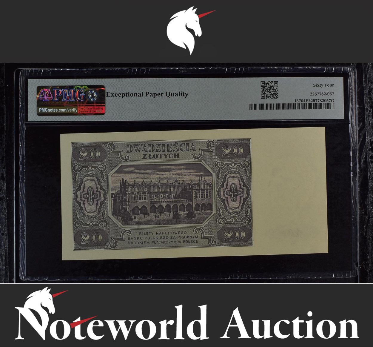 Poland 20 Zlotych 1948 P 137 Series KE UNC PMG 64 EPQ